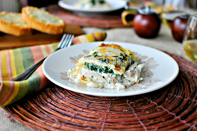 Tasty Kitchen Blog: White Cheese and Chicken Lasagna. Guest post by Laurie McNamara of Simply Scratch, recipe submitted by TK member Anna and Chelsea of Hidden Ponies.