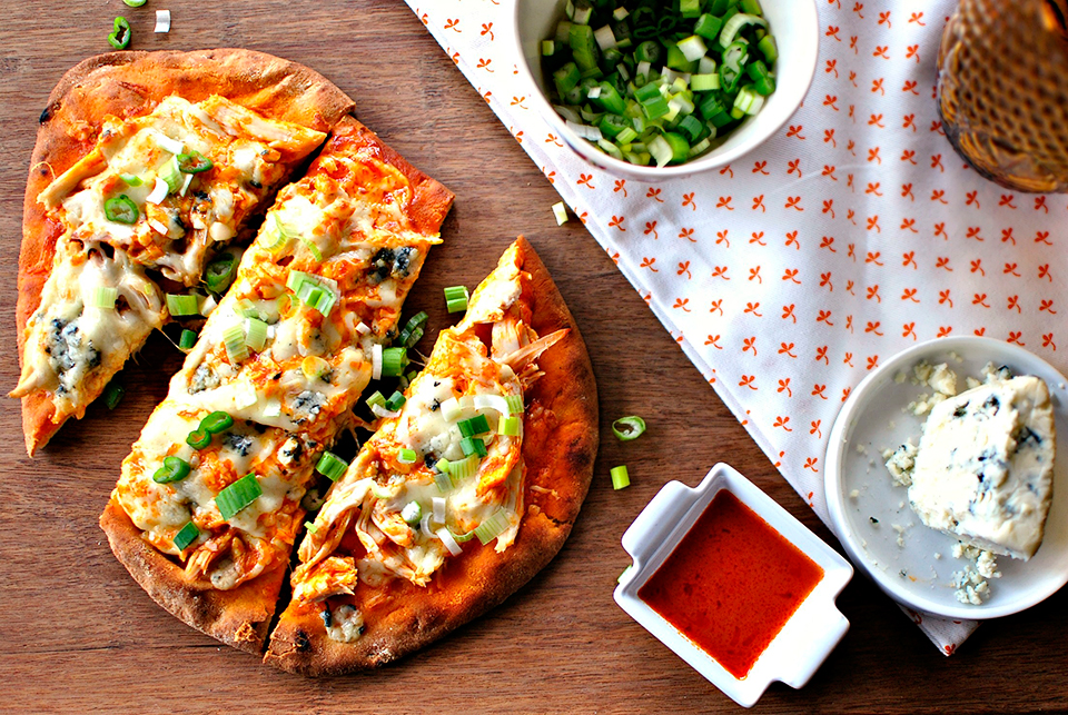 Tasty Kitchen Blog: Everything Buffalo! (Buffalo Chicken Flat Bread Pizzas, submitted by TK member Laurie of Simply Scratch)