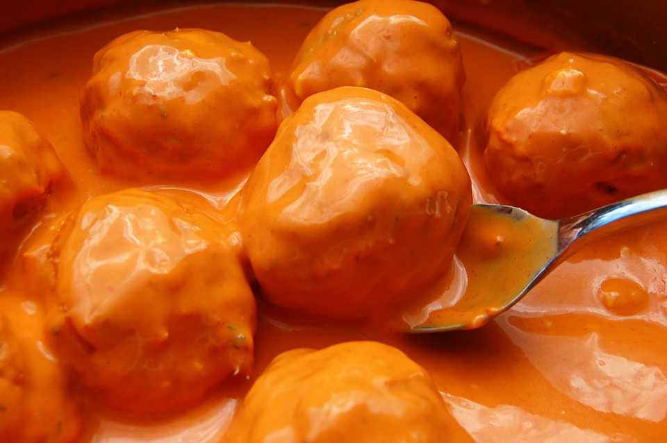 Tasty Kitchen Blog: Everything Buffalo! (Buffalo Chicken Meatballs, submitted by TK member Colleen of Souffle Bombay)