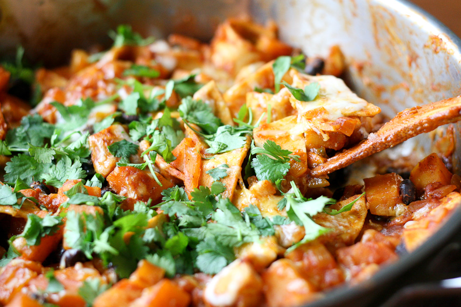 Tasty Kitchen Blog: Butternut and Black Bean Enchilada Skillet. Guest post by Natalie Perry of Perry's Plate, recipe submitted by TK member Monique of Ambitious Kitchen.