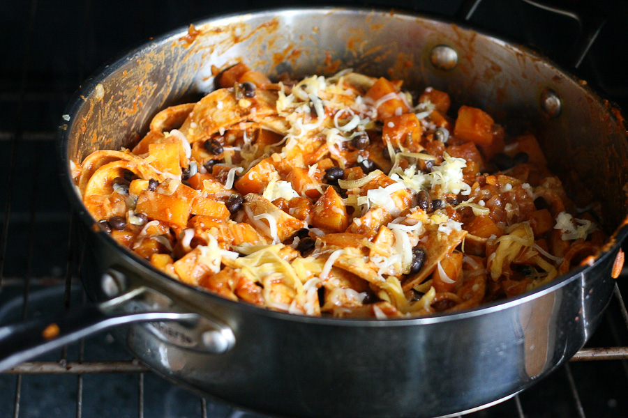 Tasty Kitchen Blog: Butternut and Black Bean Enchilada Skillet. Guest post by Natalie Perry of Perry's Plate, recipe submitted by TK member Monique of Ambitious Kitchen.