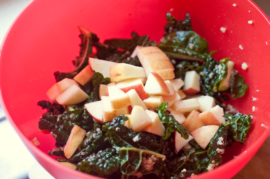 Tasty Kitchen Blog: Massaged Kale Salad. Guest post by Georgia Pellegrini, recipe submitted by TK member Karla (KGracie71) of Forty Cakes.