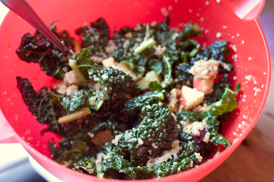 Tasty Kitchen Blog: Massaged Kale Salad. Guest post by Georgia Pellegrini, recipe submitted by TK member Karla (KGracie71) of Forty Cakes.