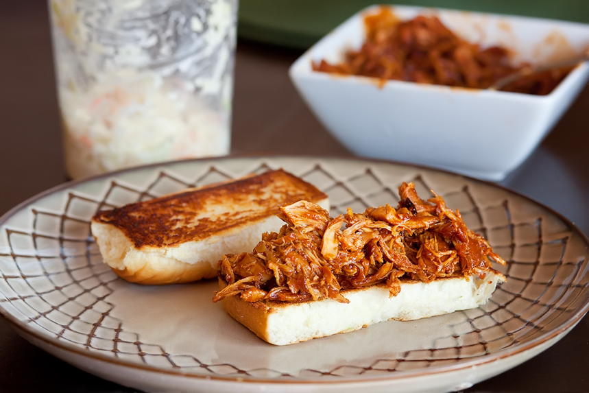 Tasty Kitchen Blog: Slow Cooker Peach BBQ Chicken Sandwiches. Guest post by Amber Potter of Sprinkled with Flour, recipe submitted by TK member Marie of Little Kitchie.