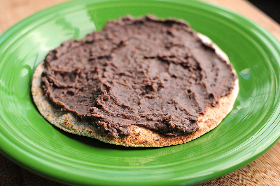 Tasty Kitchen Blog: Healthy Black Bean Tostadas with Cilantro Sauce. Guest post by Amy Johnson of She Wears Many Hats, recipe submitted by TK member Lindsay of Pinch of Yum.