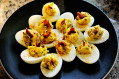 Tasty Kitchen Blog: Bacon Horseradish Deviled Eggs. Guest post by Georgia Pellegrini, recipe submitted by TK member Carrie of Kiss My Whisk.