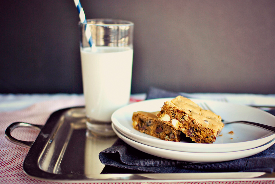 Tasty Kitchen Blog: Brown Butter Chocolate Chip Blondies. Guest post by Laurie McNamara of Simply Scratch, recipe submitted by TK member Sharon of Cheesy Pennies.