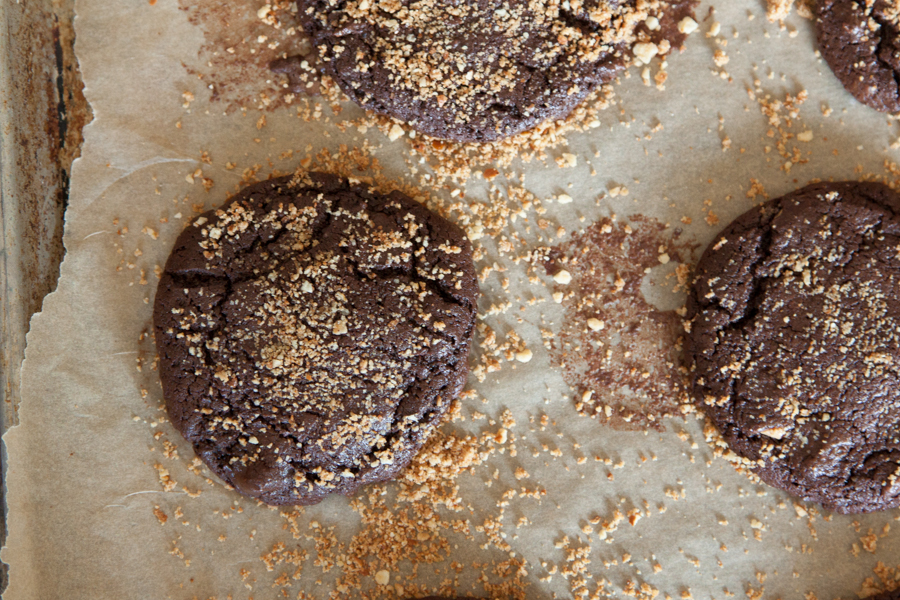 Tasty Kitchen Blog: Dark Chocolate Peanut Butter Cup Pretzel Cookies. Guest post by Gaby Dalkin of What's Gaby Cooking, recipe submitted by TK member Katie of Veggie and The Beast.