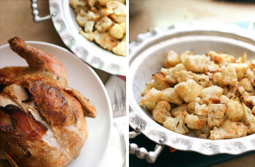 Tasty Kitchen Blog: Bacon Stuffed Whole Roasted Chicken with Cauliflower. Guest post by Natalie Perry of Perry's Plate, recipe submitted by TK member Jennifer of Mama Schelle Says.