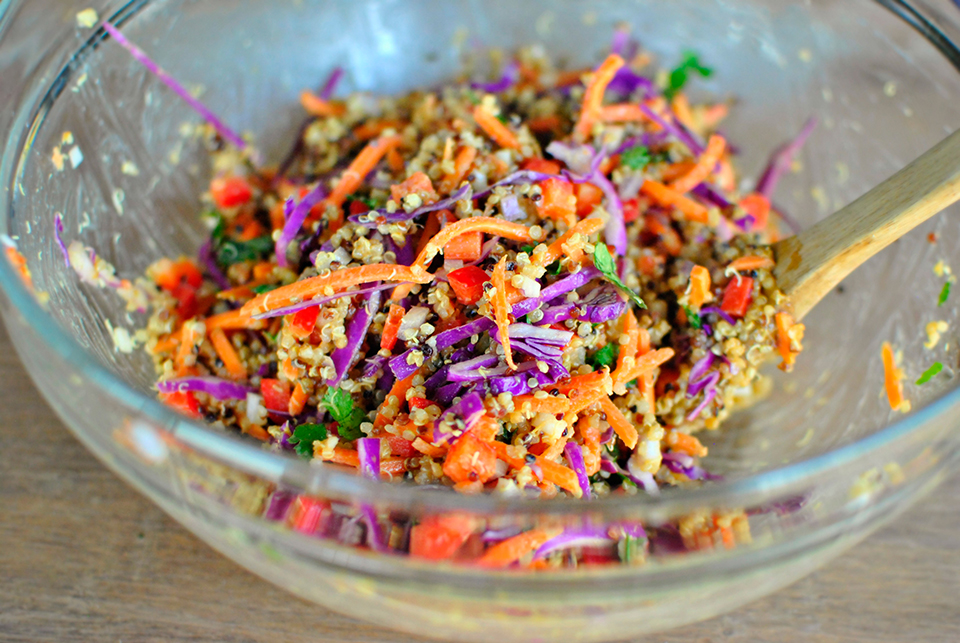 Tasty Kitchen Blog: Crunchy Cashew Thai Quinoa Salad with Ginger Peanut Dressing. Guest post by Laurie McNamara of Simply Scratch, recipe submitted by TK member Monique of Ambitious Kitchen.