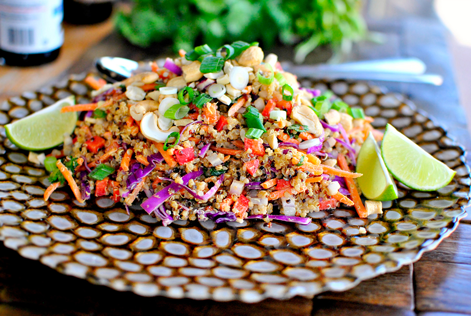 Tasty Kitchen Blog: Crunchy Cashew Thai Quinoa Salad with Ginger Peanut Dressing. Guest post by Laurie McNamara of Simply Scratch, recipe submitted by TK member Monique of Ambitious Kitchen.