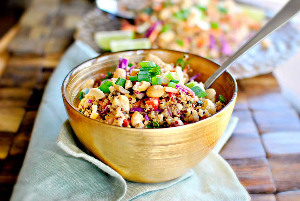 Tasty Kitchen Blog: Crunchy Cashew Thai Quinoa Salad with Ginger Peanut Dressing. Guest post by Laurie McNamara of Simply Scratch, recipe submitted by TK member Monique of Ambitious Kitchen.