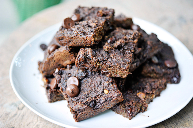 Tasty Kitchen Blog: Flourless Chocolate Chip Zucchini Oat Brownies. Guest post by Georgia Pellegrini, recipe submitted by TK member Monique of Ambitious Kitchen.