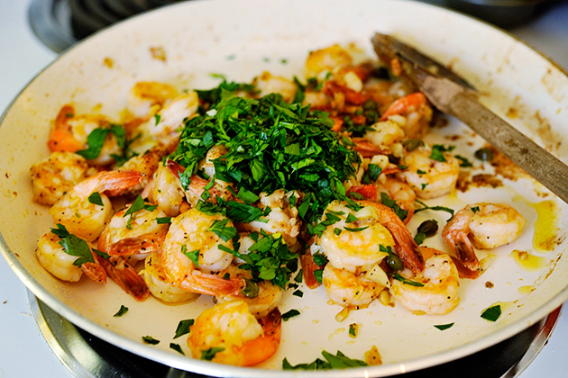 Tasty Kitchen Blog: Incredible 10-Minute Garlic Shrimp. Guest post by Georgia Pellegrini, recipe submitted by TK member Colleen of Souffle Bombay.