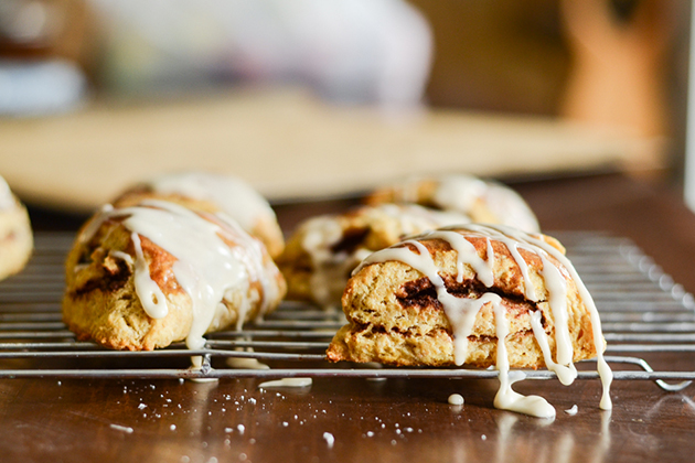 Tasty Kitchen Blog: Pumpkin Cinnamon Roll Scones. Guest post by Erica Kastner of Buttered Side Up, recipe submitted by TK member Erin of Naturally Ella.