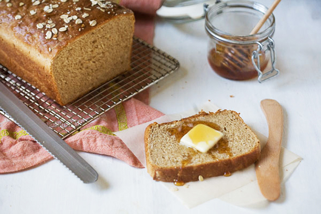 Tasty Kitchen Blog: Whole Wheat Honey Oatmeal Bread. Guest post by Adrianna Adarme of A Cozy Kitchen, recipe submitted by TK member Stephanie of Girl Versus Dough.