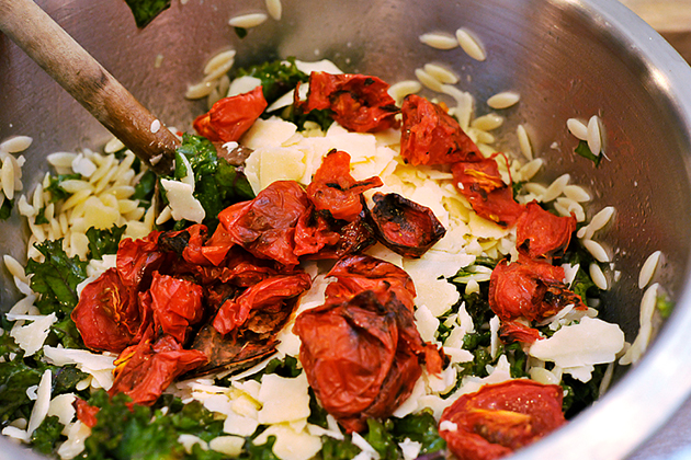 Tasty Kitchen Blog: Orzo with Kale and Roasted Tomatoes. Guest post by Georgia Pellegrini, recipe submitted by TK member Lindsay of FunnyLove