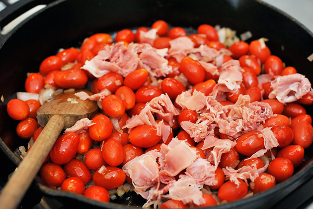 Tasty Kitchen Blog: Parmesan Polenta with Tomatoes and Prosciutto. Guest post by Georgia Pellegrini, recipe submitted by TK member Melanie of A Beautiful Bite.