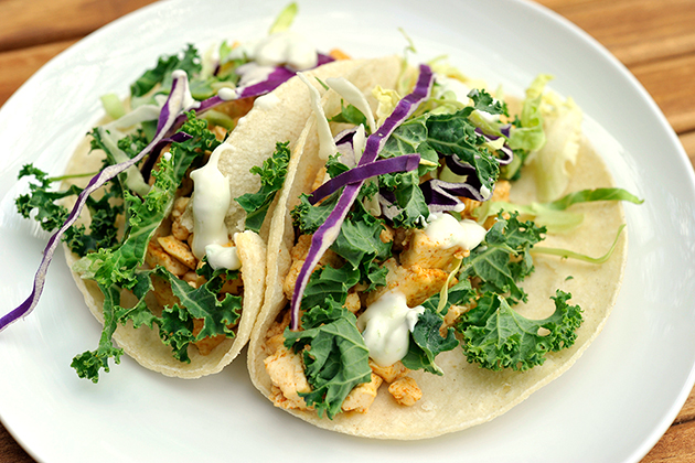 Tasty Kitchen Blog: Crispy Tofu Tacos. Guest post by Georgia Pellegrini, recipe submitted by TK member Lindsay of FunnyLove.