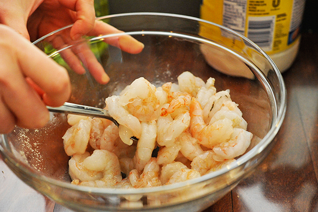 Tasty Kitchen Blog: Lightened-Up Bang Bang Shrimp Salad. Guest post by Georgia Pellegrini, recipe submitted by TK member Sarah of The Coffee Breaker.