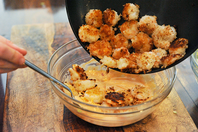 Tasty Kitchen Blog: Lightened-Up Bang Bang Shrimp Salad. Guest post by Georgia Pellegrini, recipe submitted by TK member Sarah of The Coffee Breaker.