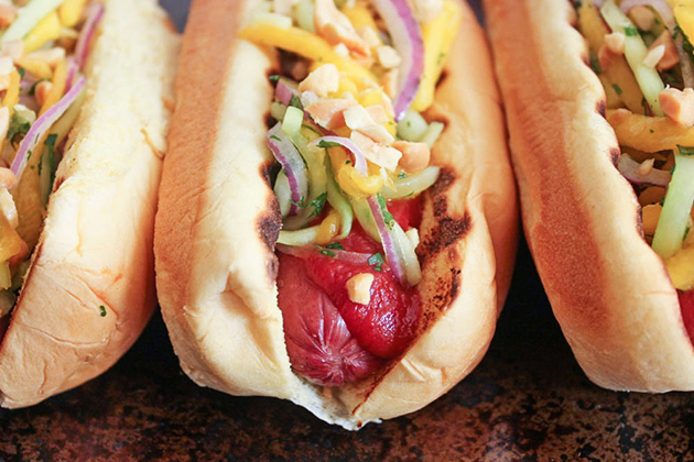 Tasty Kitchen Blog: Looks Delicious! (Thai Hot Dogs with Cucumber-Mango Slaw and Homemade Srirachup, submitted by Serena of Domesticate Me!)