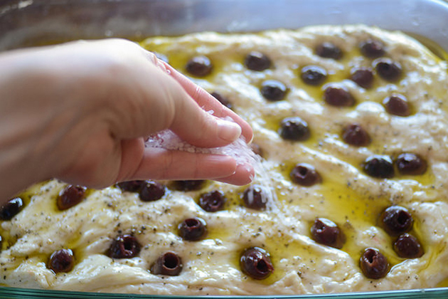 Tasty Kitchen Blog: Roasted Garlic and Olive Focaccia. Guest post by Erica Kastner of Buttered Side Up, recipe submitted by TK member Sommer of A Spicy Perspective.