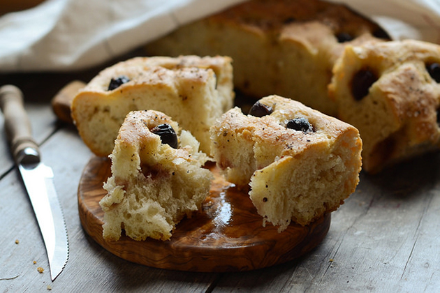 Tasty Kitchen Blog: Roasted Garlic and Olive Focaccia. Guest post by Erica Kastner of Buttered Side Up, recipe submitted by TK member Sommer of A Spicy Perspective.