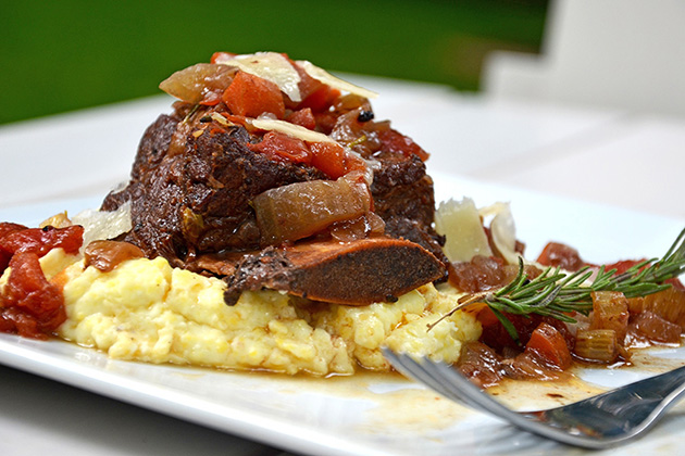 Tasty Kitchen Blog Anniversary Giveaway #3: Le Creuset French Oven (Braised Beef Short Ribs over Polenta with Gorgonzola, submitted by TK member Carly Klock)
