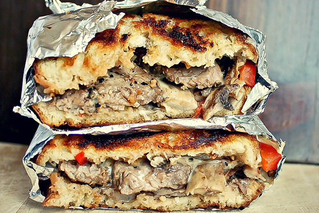 Tasty Kitchen Blog: Looks Delicious! (Philly Steak Grilled Cheese, submitted by Dana Blacklock of Killing Thyme)