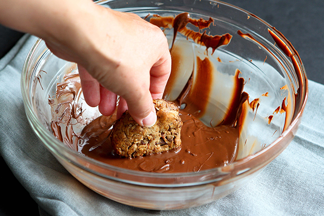 Tasty Kitchen Blog: Chocolate-Dipped Tahini Cookies. Guest post by Dara Michalski of Cookin' Canuck, recipe submitted by TK member Norma of Allspice and Nutmeg.