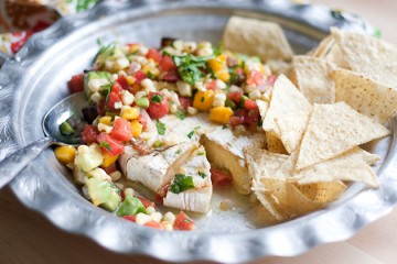 Tasty Kitchen Blog: Grilled Brie with Grilled Corn and Mango Salsa. Guest post by Natalie Perry of Perry's Plate, recipe submitted by TK member Justine of Cooking and Beer.
