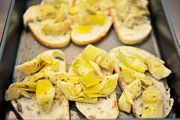 Tasty Kitchen Blog: Artichoke Bread Pudding with Bacon and Gorgonzola. Guest post by Georgia Pellegrini, recipe submitted by TK member Lauren of Climbing Grier Mountain.