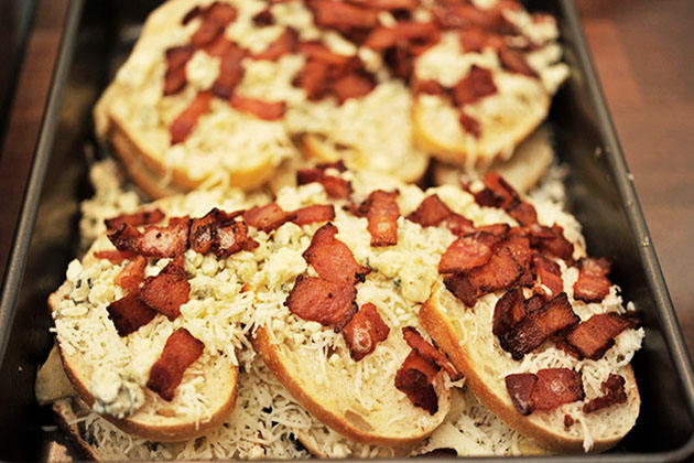 Tasty Kitchen Blog: Artichoke Bread Pudding with Bacon and Gorgonzola. Guest post by Georgia Pellegrini, recipe submitted by TK member Lauren of Climbing Grier Mountain.