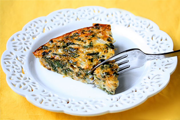 Tasty Kitchen Blog: Crustless Spinach Quiche. Guest post by Georgia Pellegrini, recipe submitted by TK member Ali of Gimme Some Oven.