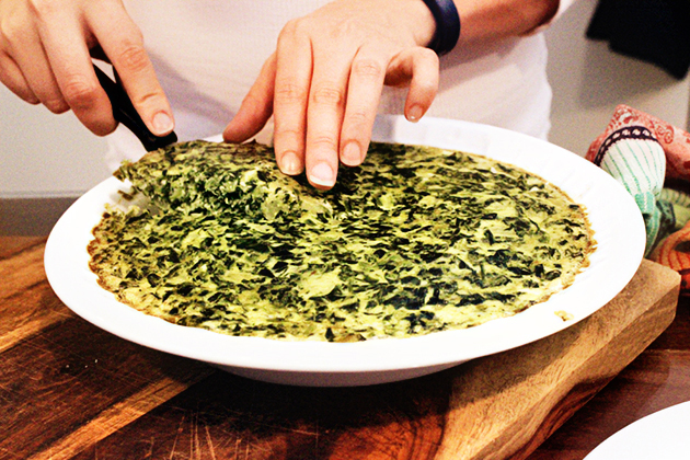 Tasty Kitchen Blog: Crustless Spinach Quiche. Guest post by Georgia Pellegrini, recipe submitted by TK member Ali of Gimme Some Oven.