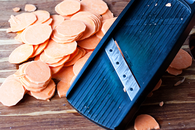 Tasty Kitchen Blog: Scalloped Hasselback Sweet Potatoes. Guest post by Natalie Perry of Perry's Plate, recipe submitted by TK member Tove of Sweet Sour Savory.