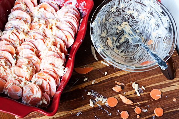 Tasty Kitchen Blog: Scalloped Hasselback Sweet Potatoes. Guest post by Natalie Perry of Perry's Plate, recipe submitted by TK member Tove of Sweet Sour Savory.