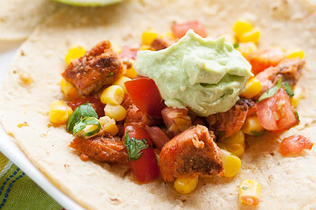 Tasty Kitchen Blog: Looks Delicious! (Salmon Tacos with Avocado Crema, submitted by TK member Sarah of Real Food and Ice Cream)