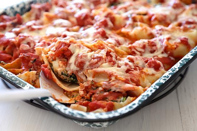 Tasty Kitchen Blog: Spinach and Prosciutto Stuffed Shells. Guest post by Megan Keno of Wanna Be a Country Cleaver, recipe submitted by TK member Emily of Gather & Dine.