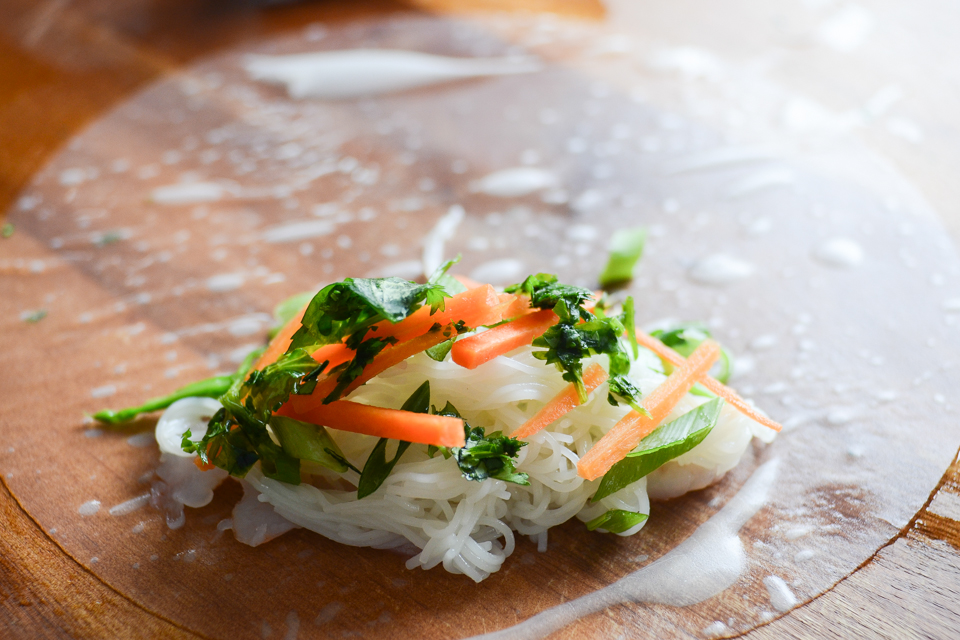 Tasty Kitchen Blog: Shrimp Spring Rolls with Sweet and Spicy Peanut Dipping Sauce. Guest post by Erica Kastner of Buttered Side Up, recipe submitted by TK member Lauren of Lauren's Latest.