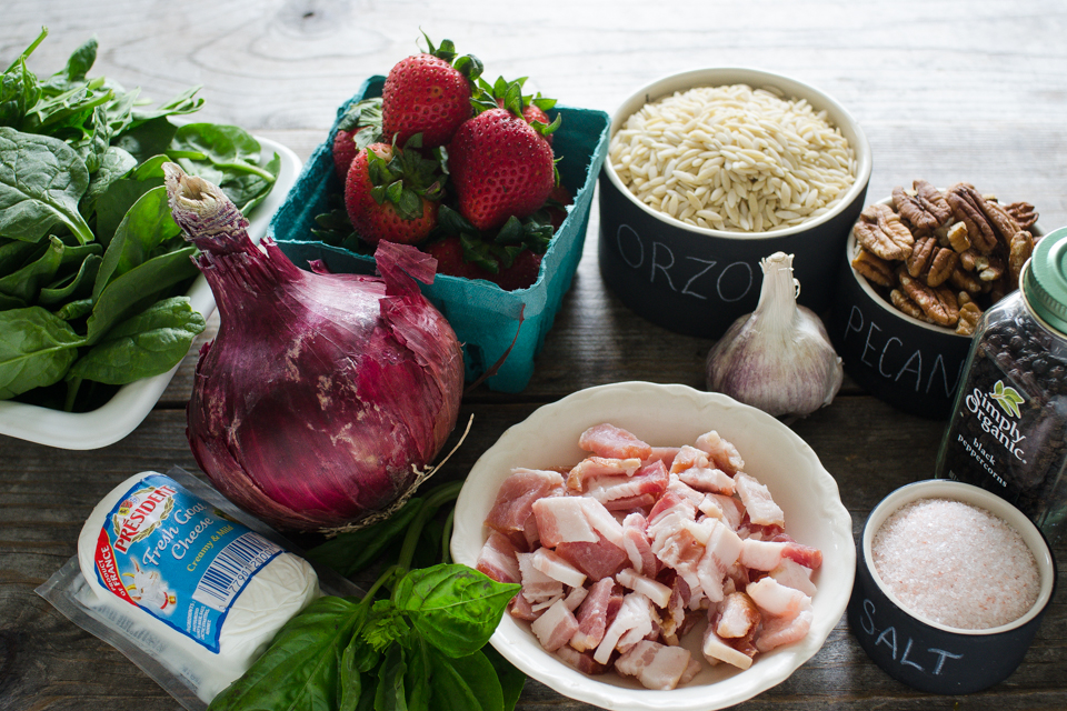 Tasty Kitchen Blog: Warm Strawberry Bacon Orzo Salad. Guest post by Erica Kastner of Buttered Side Up, recipe submitted by TK member Jessica of How Sweet It Is.